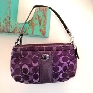 Coach Classic Print Purple Wristlet